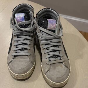 P448 Gray and Black High-Top Sneakers